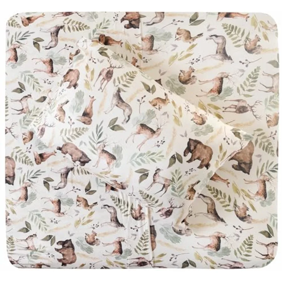 

Premium Sheets Sets, Double Bed Sheets in Cotton Blend Ultra-Soft Woodland Camping Print with Fitted Sheet, Flat Sheet and Pill