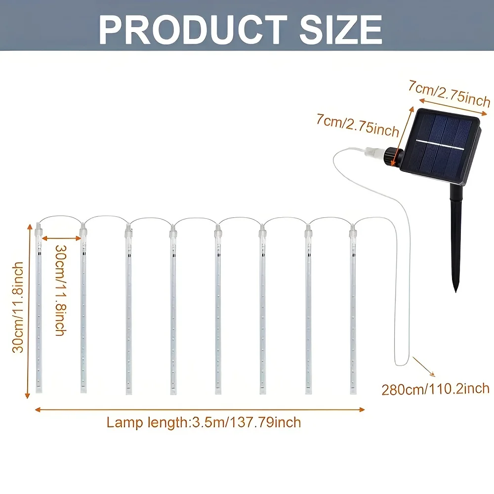 30 سنتيمتر الشمسية النيزك دش أضواء الشمسية الجليد عمود شجرة أضواء في الهواء الطلق قطرة المطر أضواء لساحة حفلة ساحة عيد الميلاد الديكور