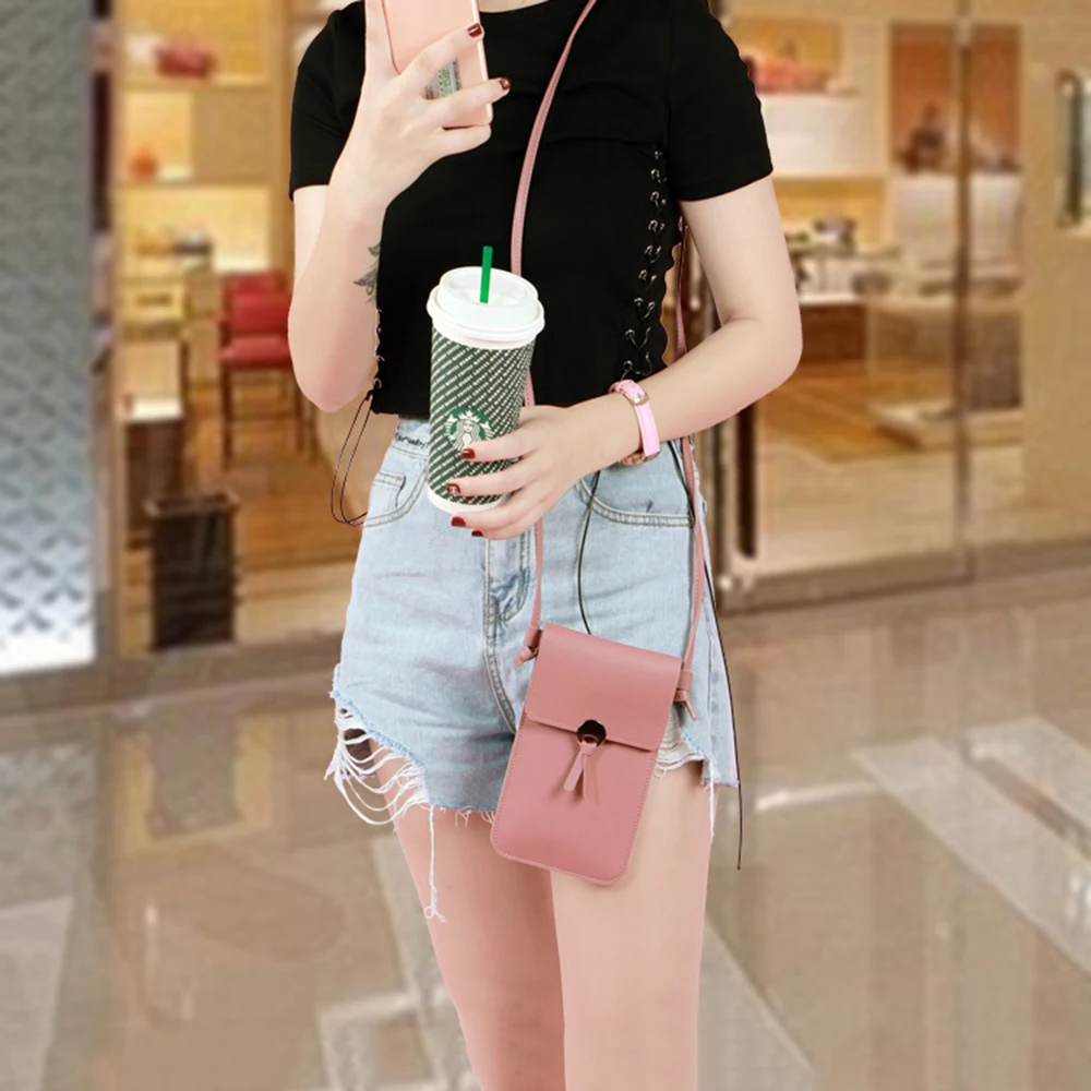 Women Mobile Phone Handbag Purse Tassel Strap Phone Bag Cross Bags Shoulder Bag Touchable