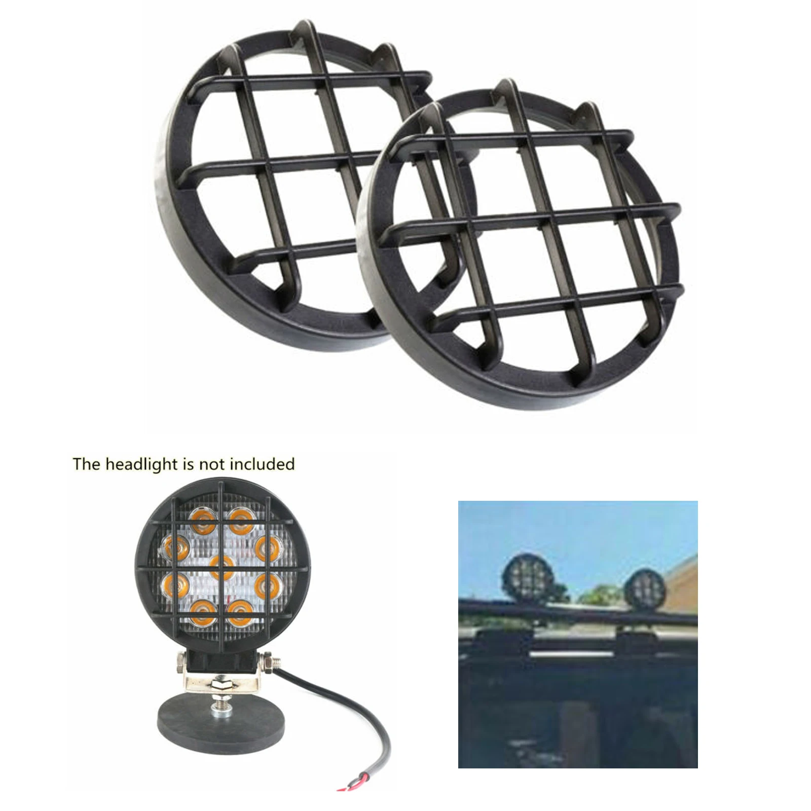 2pcs Round/Square Led Work Light Black Cover Lens Protector Shell for Off-road ATV SUV 4 inch Pods Fog Lamp Driving Headlights