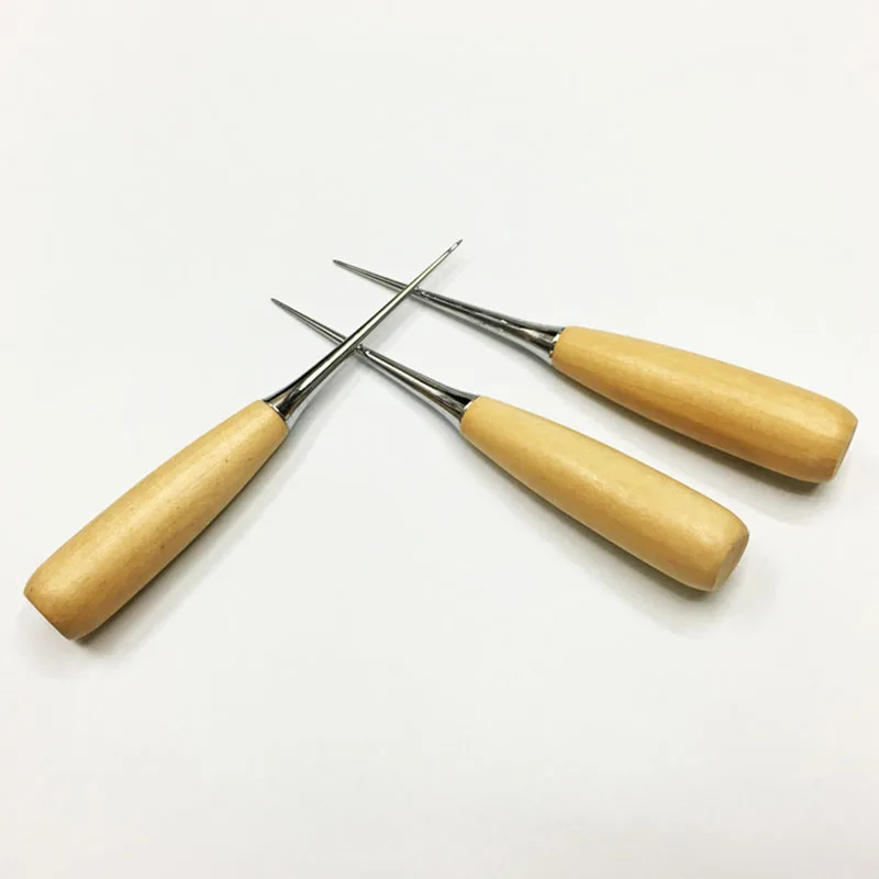 Zestaw do szycia skóry Drewniana rączka Szydło Narzędzia DIY Szydło do szycia skóry Igła Skórzane narzędzie do dziurkowania Narzędzie do naprawy butów namiotowych — zdjęcie 4