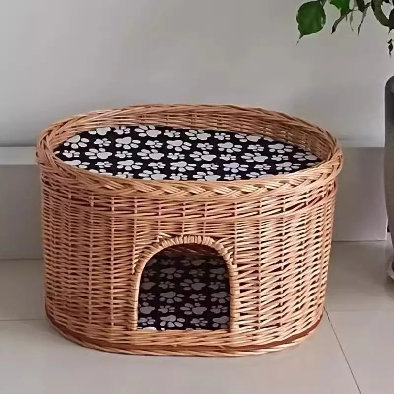 

Гнездо из ротанга Ротанговое гнездо для кошек Будка из ивы Гнездо для домашних животных VIP Тедди Маленькая будка