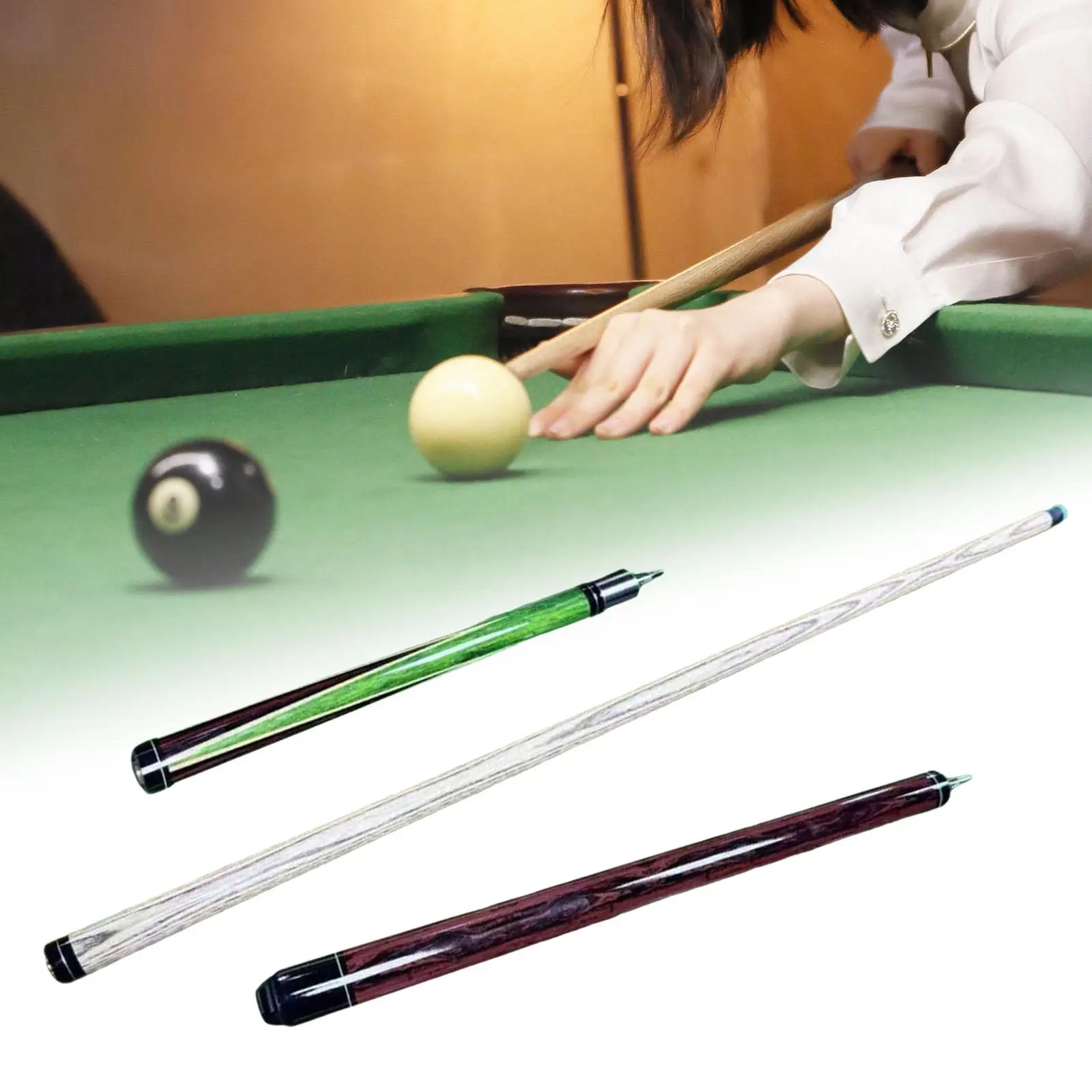 Billiard Pool Cue Stick 1/2 Split Cue Portable Economic Games Training 57 inch Break Cue for Bars Beginners Players House Adults