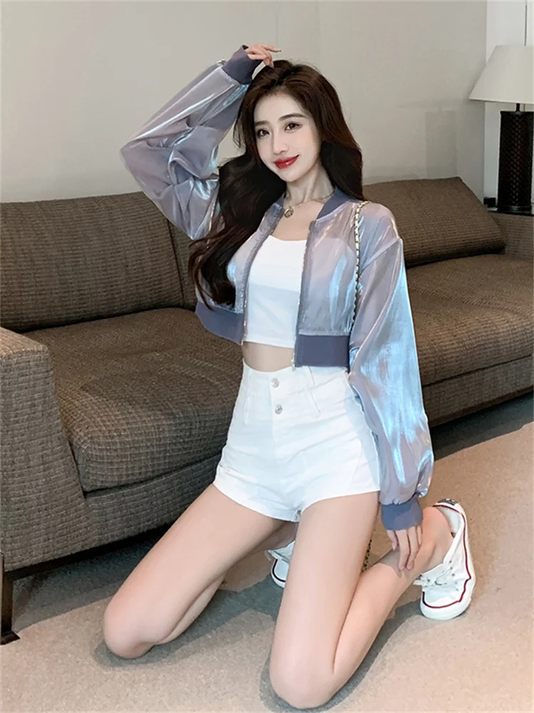 

Новинка 2025, женский летний тонкий ор Long Sve, прозрачный светящийся кардиган с защитой от солнца, верхняя одежда, корейский ветер для поездок на работу