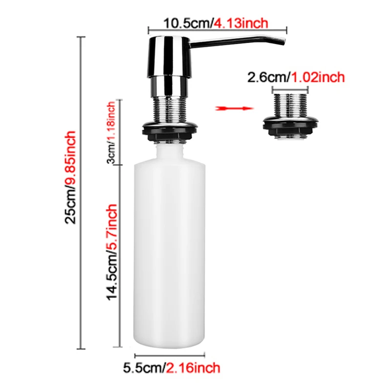 300ML Soap Bottle Kitchen Soap Dispenser Sink Liquid Bathroom Detergent Liquid Hand Wash Soap Dispenser Pumps