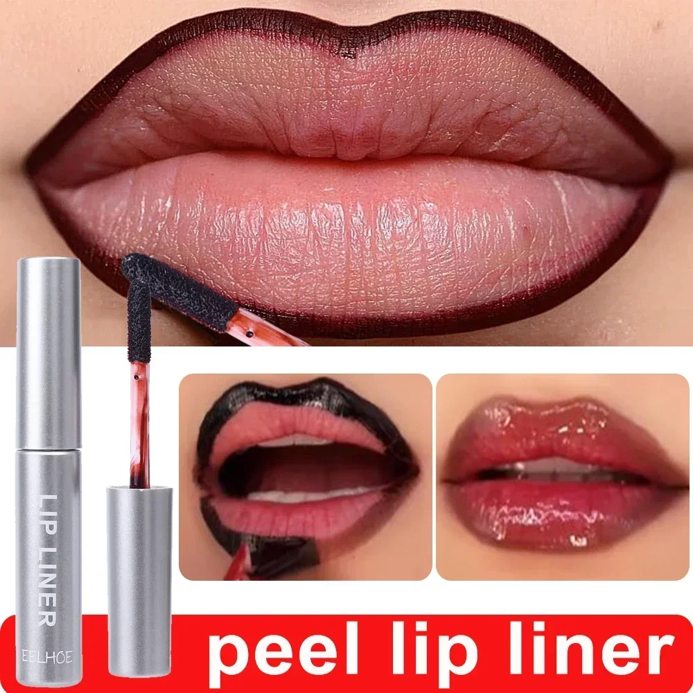 Wasserdichter Lipliner, abziehbarer Tattoo-Lipgloss, wasserfest, langlebig, matte Lippentönung, braune Kontur, abreißbare Lippen, Fleck, Kosmetik