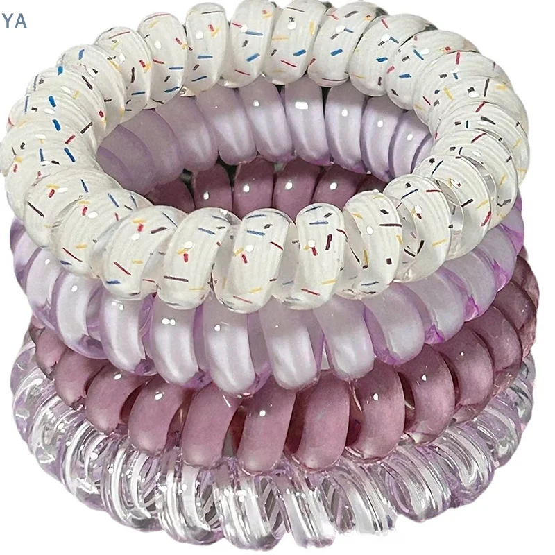 [YA] 4 Stück Spiral-Haargummis für Damen, Telefonkabel-Haarbänder, elastische Haarbänder, Scrunchies, Haar-Accessoires