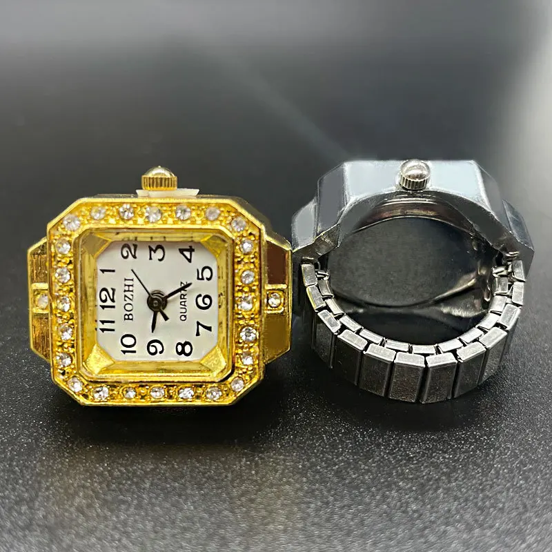 Finger Quartz Watch Mini Small Elastic Band  Alloy Watches Female Rings Jewelry Clock Women Classic Quartz Rose Gold Watch Ring