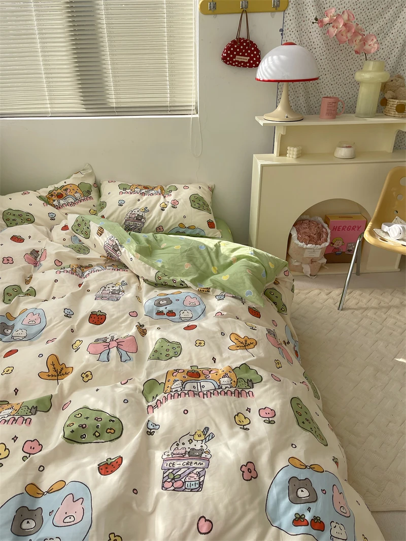 

Комплект постельного белья из 100% хлопка для девочек, 40 предметов: пододеяльник, простыня, балдахин, аксессуары для кровати Dr Pear