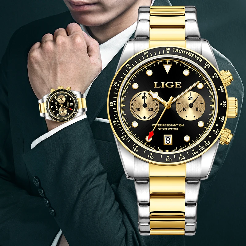 

LIGE Top Brand Luxury Quartz Men's Watches Fashion Business Casual Luminous Waterproof Man Watch Calendar Clock Reloj Hombre+Box