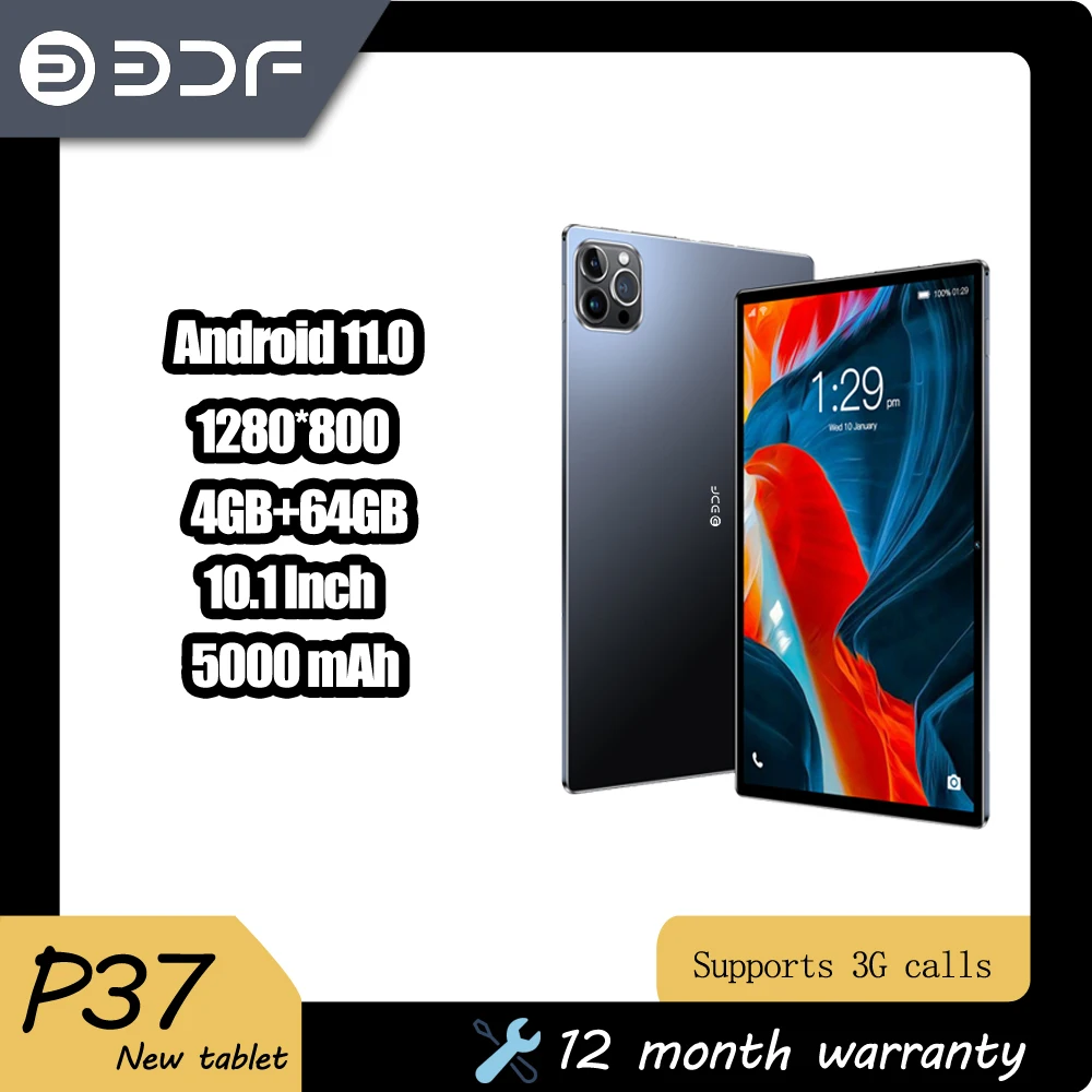 Bdf แท็บเล็ตใหม่ P37ความละเอียด10นิ้วความละเอียดหน้าจอ1280*800แบตเตอรี่5000mAh แรม4GB 64GB 11.0แอนดรอยด์รองรับการโทรผ่าน WiFi 3G