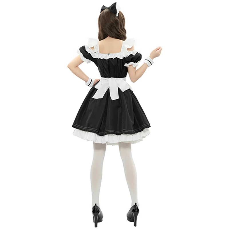 2023 New Japanese black and white cat French maid student girl dress with headdress Lolita birthday party promo dress