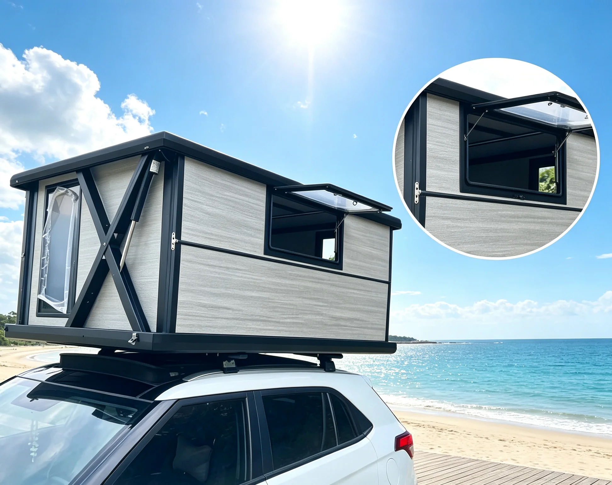Electric Rooftop Tent Hard Shell Waterproof Auto Lift System for Camping Overland Vehicle Mounted Wholesale Supply