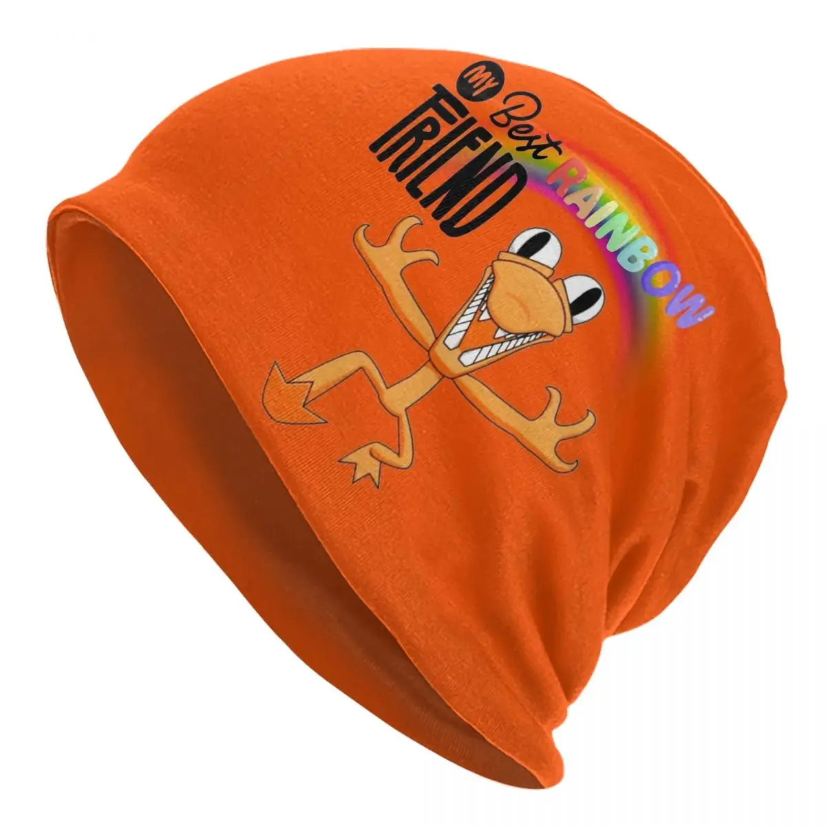 Rainbow Monster Game Skullies Beanies Hats Orange Character Goth Men Women Street Cap Warm Multifunction Bonnet