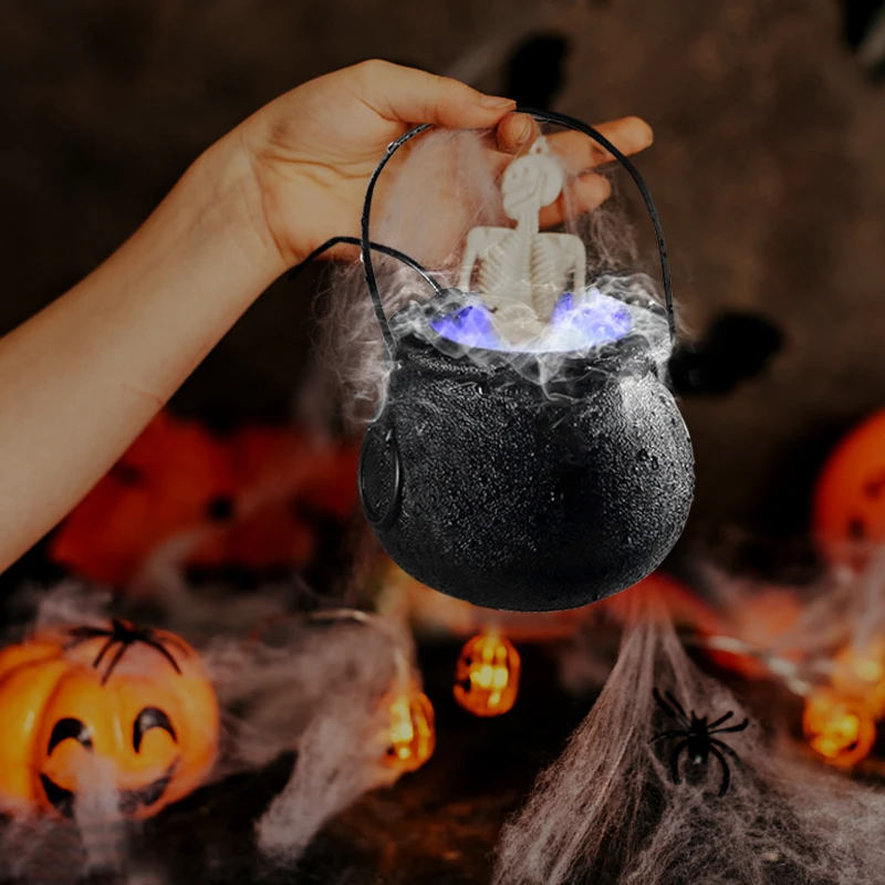 New Halloween Fog Maker Witch Pot Smoke Machine Water Fountain Fogger Color Changing Party Prop Decor