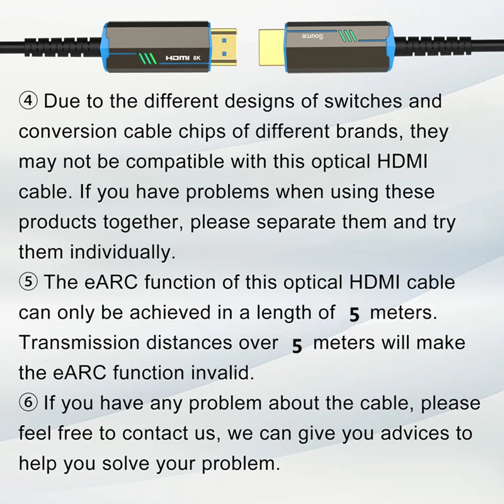 FDBRO Glasfaser-HDMI-2.1-Kabel 8K@60Hz 4K@120Hz HDMI-Kabel Dynamisches 48 Gbit/s HDR/eARC/HDCP für HD-TV PS5 Blu-ray-Geschwindigkeitscomputer – Detail 18