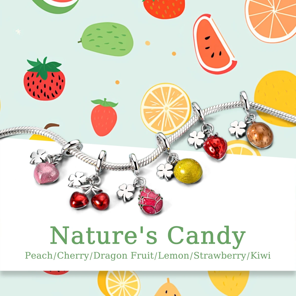 الأصلي سحر الخرز قلادة 925 فضة الفراولة الكرز الليمون الخوخ سحر صالح سوار الإسورة النساء صنع المجوهرات