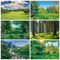 Nature Green Forest Grass Photography Backdrop Spring Summer Park Landscape Home Garden Party Decoration Banner PhotpStudio Prop