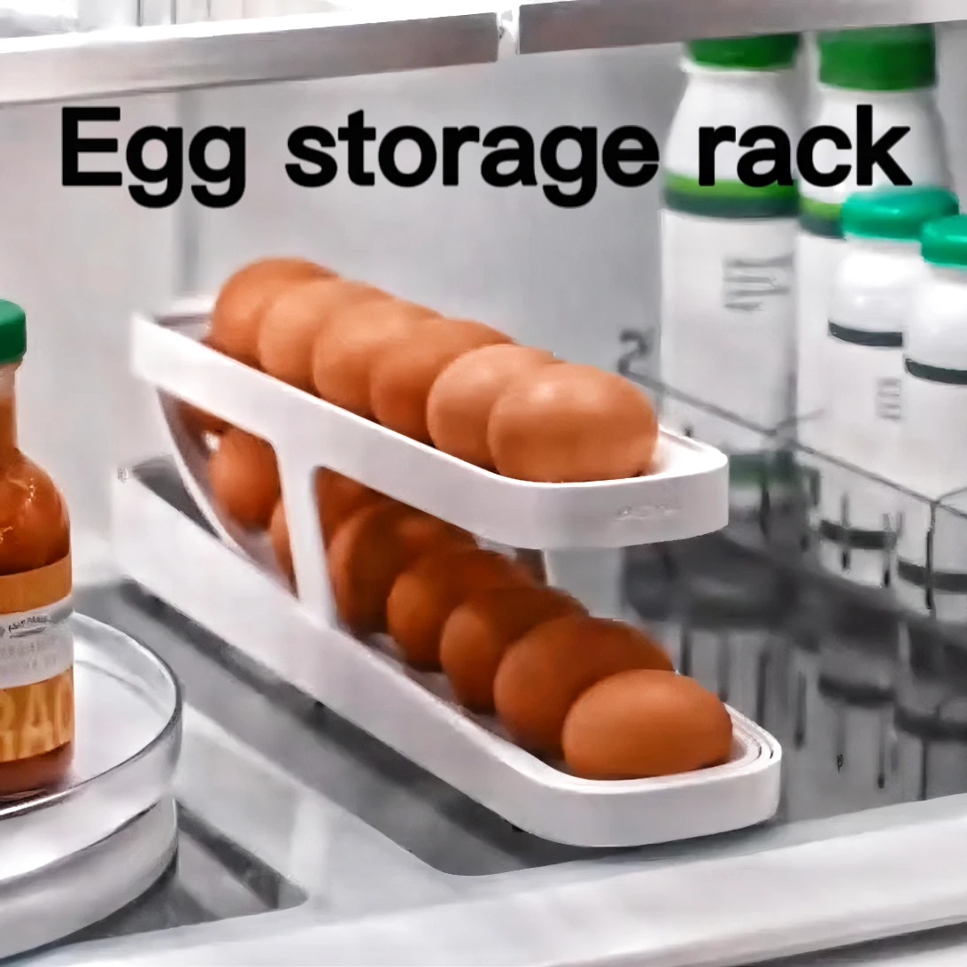 

Automatic Rolling Egg Storage Rack Plastic Fresh-keeping Box Egg Basket Container Tray Sorter Refrigerator Kitchen Distributor