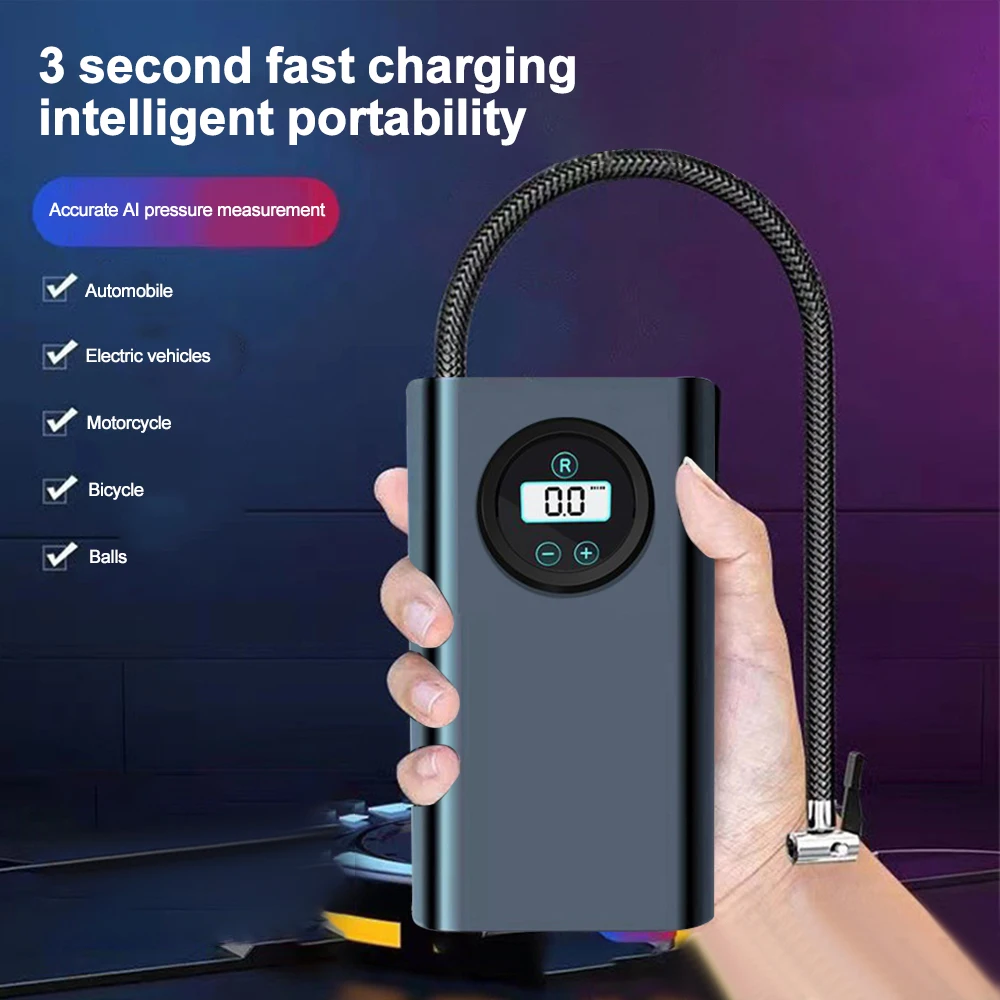 Car USB Rechargeable Air Pump Tire Inflator Portable Compressor Digital Wireless Tyre Inflator For Auto Motocycle Bicycle Balls