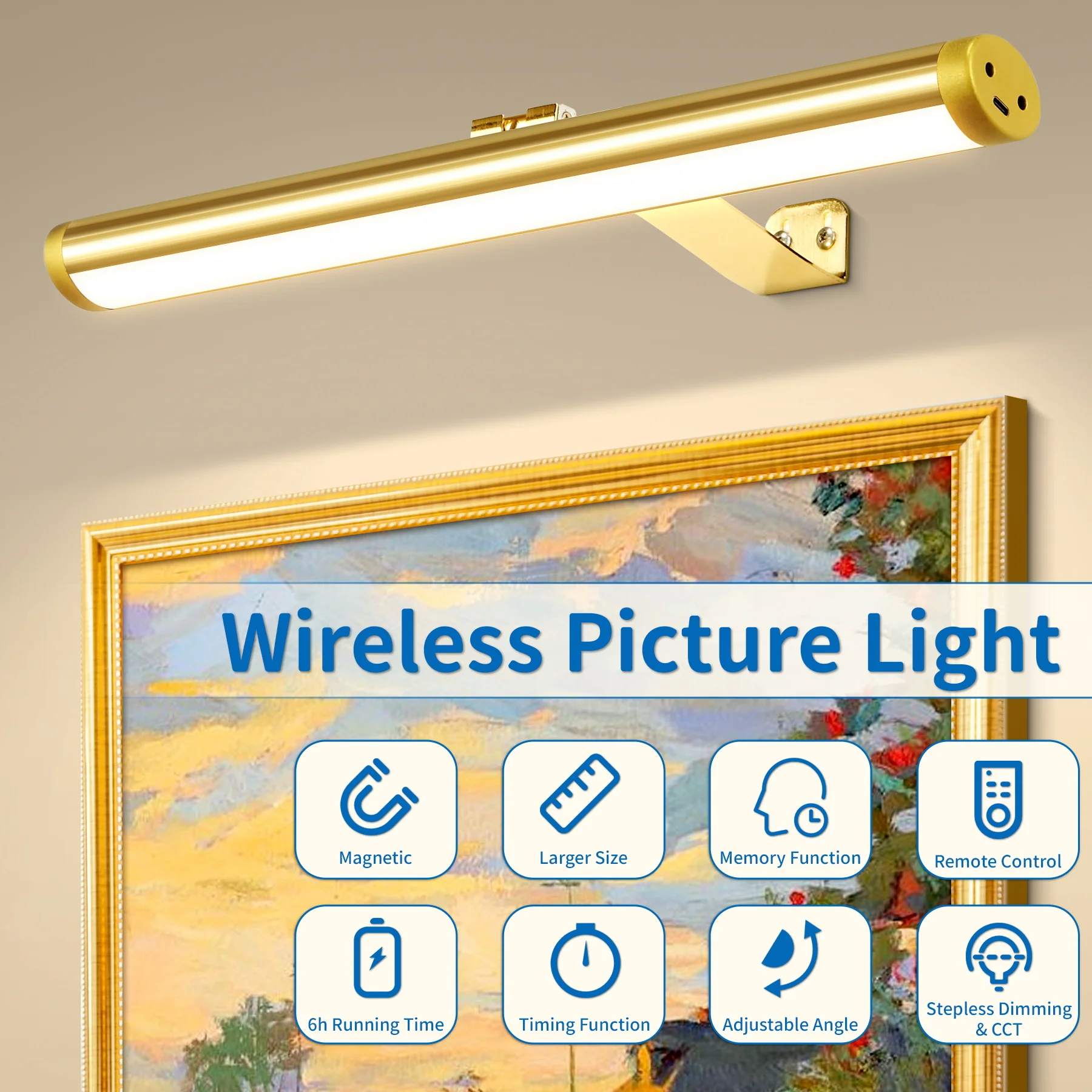 

Remote Control LED Wall Light Dimming Touch Mirror Wall Lights Aluminum USB Charging Painting Picture Lamp LED Mural Spotlights