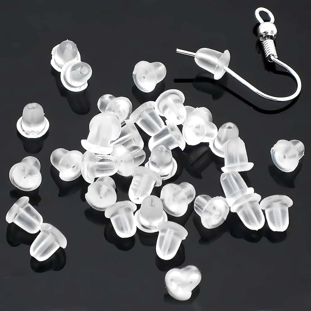 200-400Pcs Rubber Earring Backs Silicone Round Ear Plug Blocked Caps Earrings Back Stoppers for DIY Earrings Jewelry Making