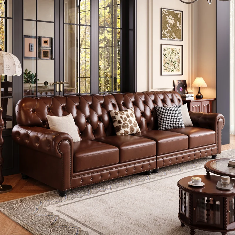 

Minimalist Leather Living Room Sofas Brown Classic Soft Nordic Living Room Sofas Lounge Modern Divano Moderno Furniture For Home