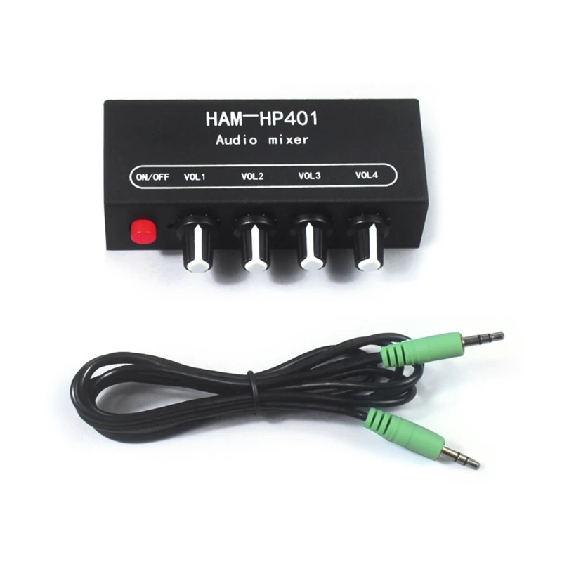 

HP401 Stereo Auditory Mixer Distributor Selector 4 Input 1 Output 3.5MM Individually Control Headphones Amplifier