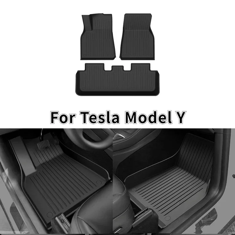 For Tesla Model Y Floor Mats 2021-2024 TPE Front Rear Spare Box Pads Tail Box Pads Waterproof Trunk Mats Car Mat Accessories