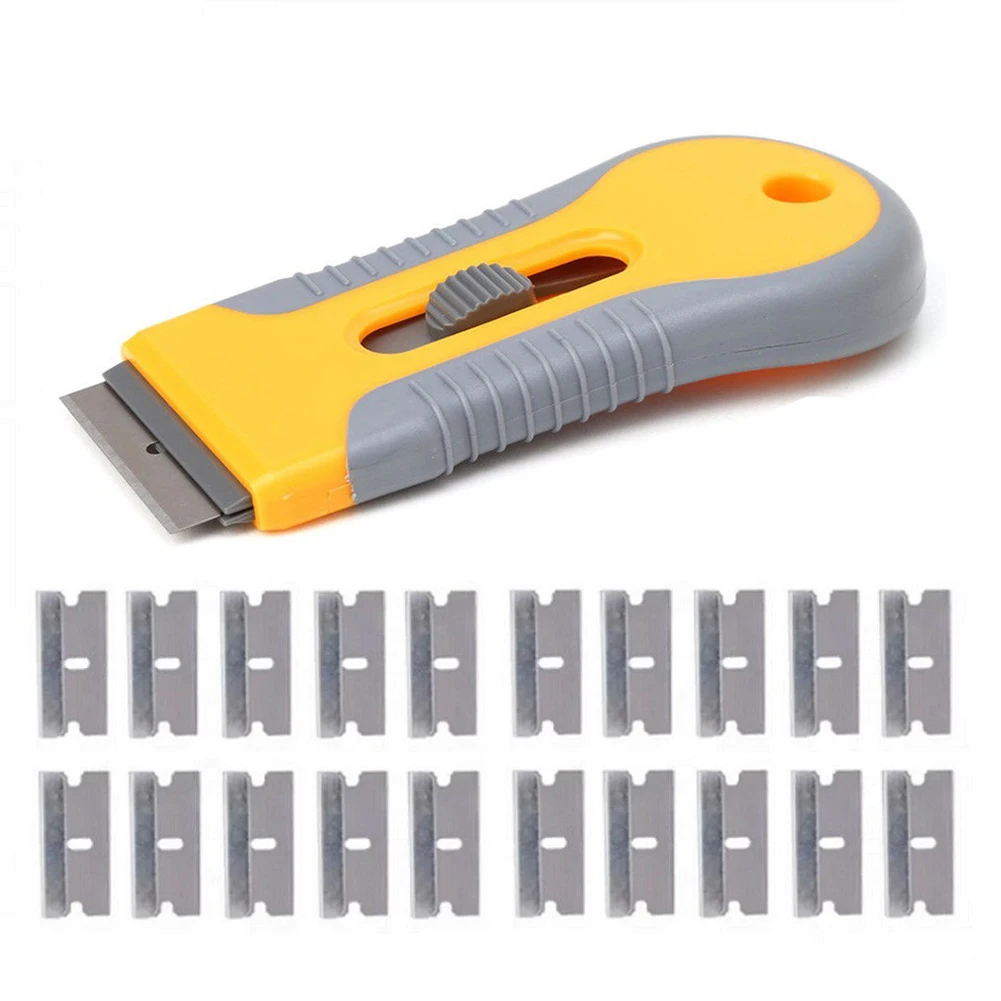 Easy Grip Glass Scraper Tool with Bonus Replacement Blades for Efficient Paint and Glue Removal (70 130 characters)
