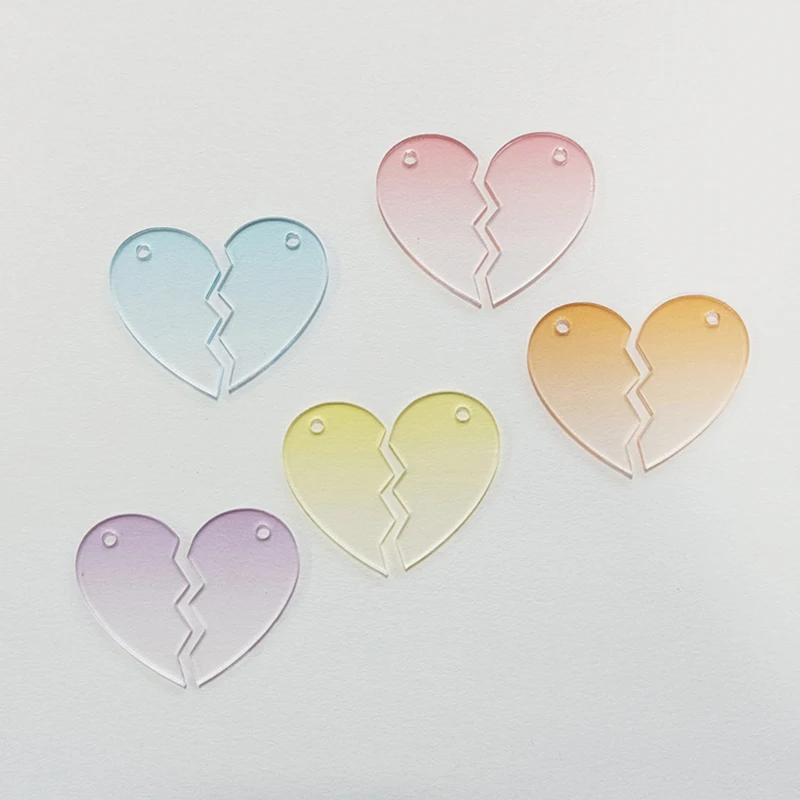 Gradient Acrylic Sheet Ornament Heart Blank Keychain For Holiday Decoration Couple Keychain Diy Craft Painting Vinyl Sticker