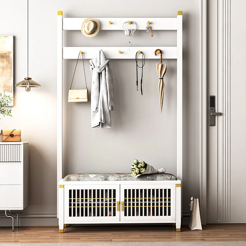 DSA   rack, shoe change stool integrated household door entrance all solid wood with door shoe cabinet rack storage low cabinet