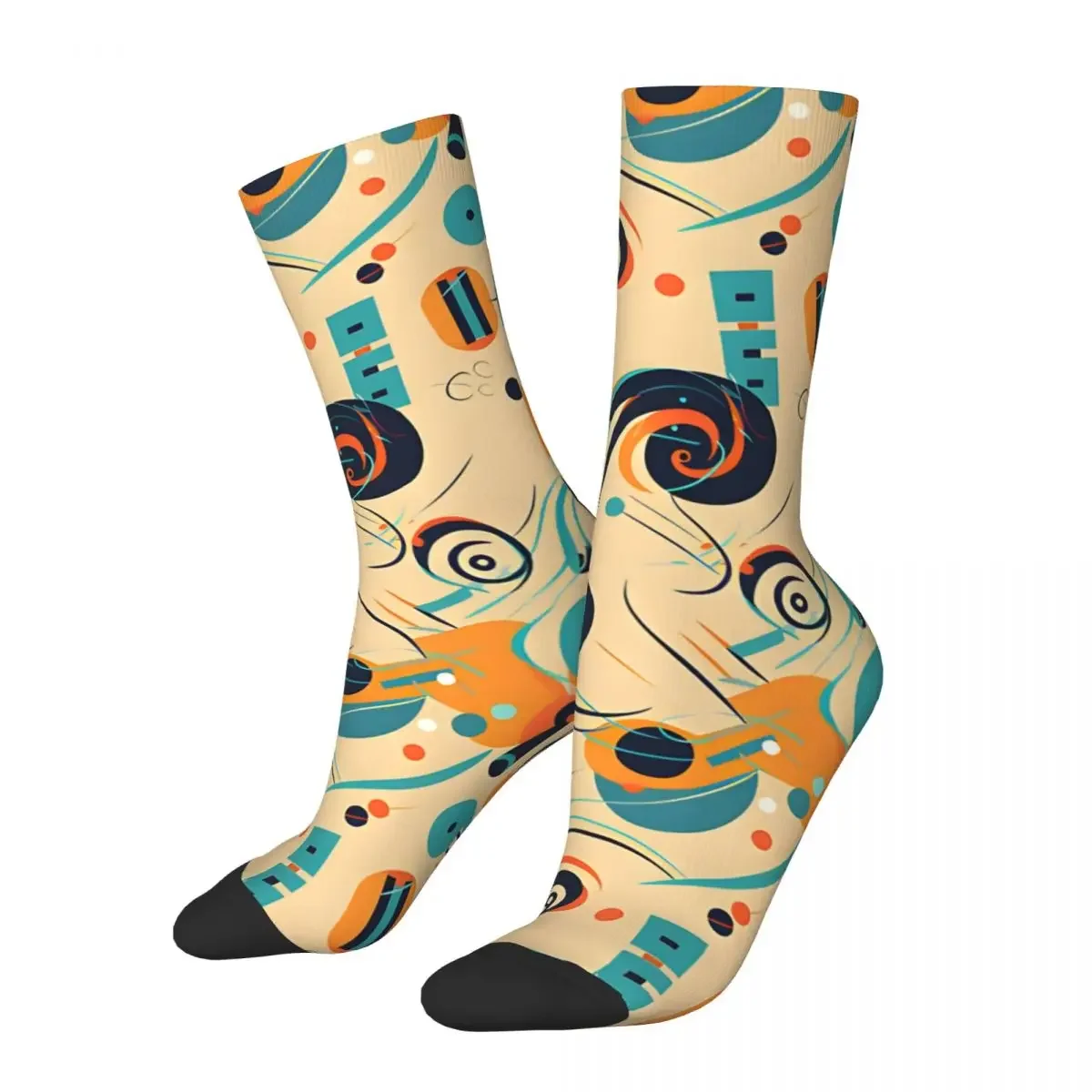 Vintage Abstract Musical Imagery Men's compression Socks Unisex Harajuku Seamless Printed Novelty Crew Sock