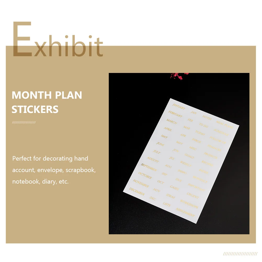 

8 Sheets Stickers DIY Decals Notebook Monthly Planner Scrapbook Stickers Scrapbook Bright Color Smooth Surface Long Use