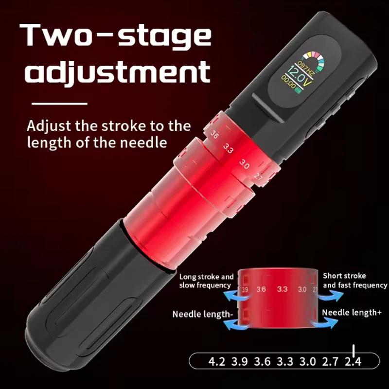 YILONG Wireless Tattoo Machine Kit Adjustable Stroke 2.4-4.2mm OLED Display With Battery Tattoo Pen for Tattoo Artists
