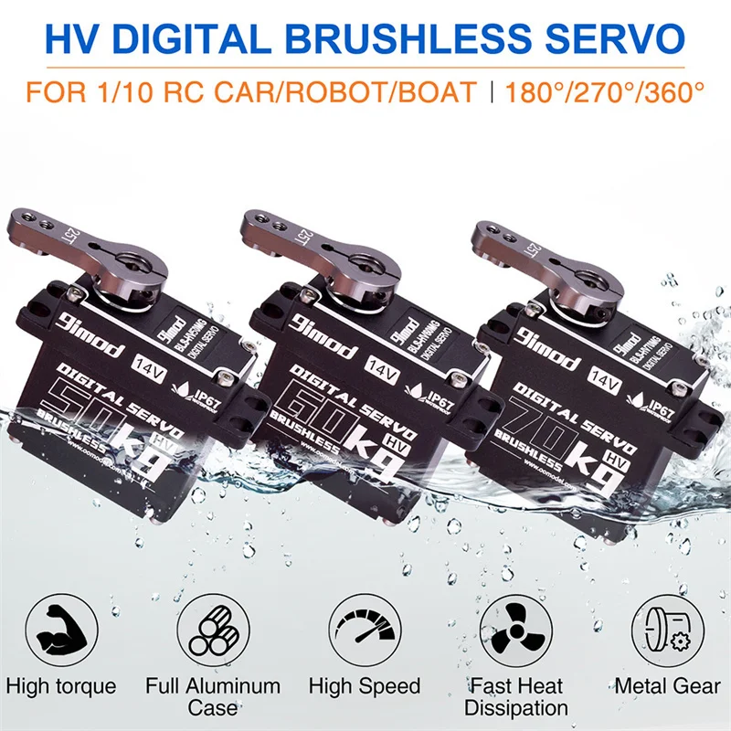 9imod 50KG 60KG 70KG Torque All Metal Gear Brushless Motor Digital 14V High Voltage Waterproof Servo for 1/8 1/10 RC Car Robort