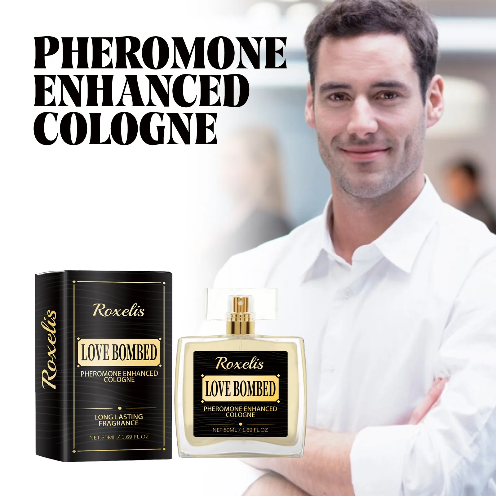 ROXELIS Pheromone Enhanced Cologne Men\'s fragrance spray Bold Attraction Male Aromatherapy Oil Long-Lasting Aromatic 50ml