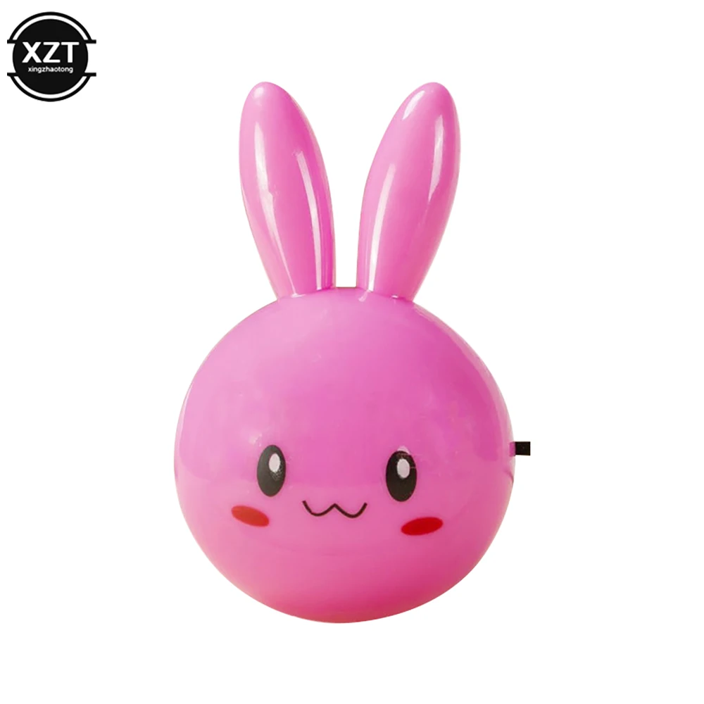 3 Colors LED Cartoon Cute Rabbit Night Lamp Switch ON/OFF Wall Light AC110-220V US Plug Bedside Lamp For Children Kids Baby Gift