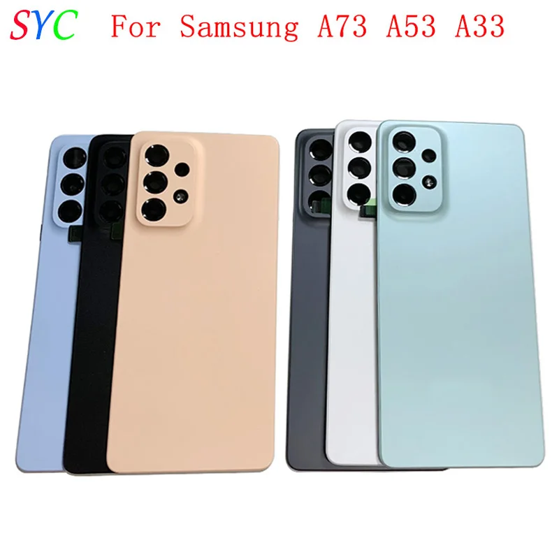 

Rear Door Battery Cover Housing Case For Samsung A73 A736 A53 A536 A33 A336 5G Back Cover with Camera Lens Logo Repair Parts