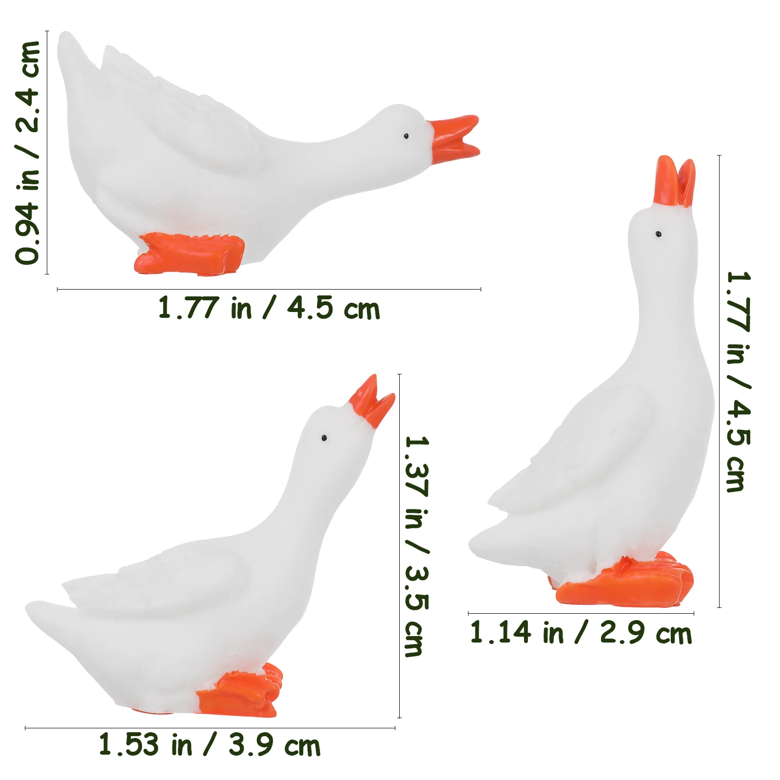 12 Pcs Resin Big White Goose Ornament Kids Toys Mini Miniature Figurine Statue Plush Animals Decoration Frog Small