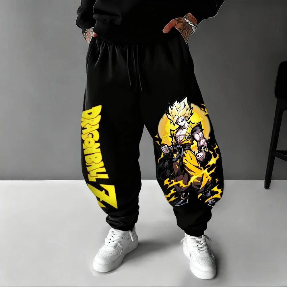 Dragon Ball negro gris serie hombres mujeres talla grande Y2k Harajuku tendencia Harlan pantalones Otoño Invierno pantalones sueltos de alta calidad
