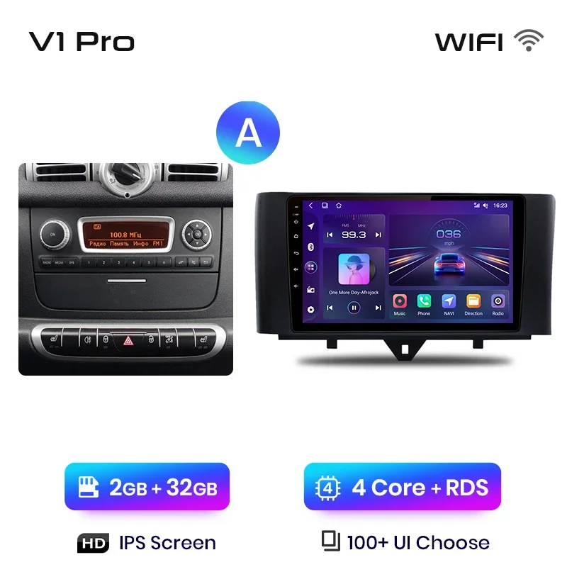 Junsun Draadloze Carplay Android Auto Radio Voor Smart Fortwo 451 2005 - 2015 Auto Intelligente Systemen Rds Bt Dsp 2 Din Autoradio