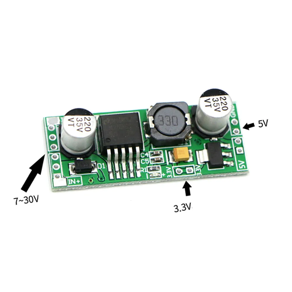 Convertidor reductor DC-DC DC 7-30V, entrada a 3,3 V 5V, conmutación Buck, placa de fuente de alimentación, salida Multiplex, módulo regulador de voltaje