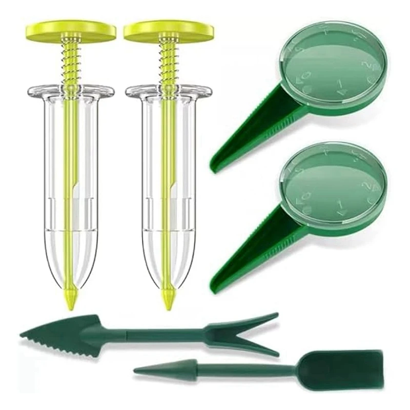 Complete Mini Seed Planting Kit: 6PC Set Includes Seed Spreader, Dibber, Widger, And Manual Seed Sower