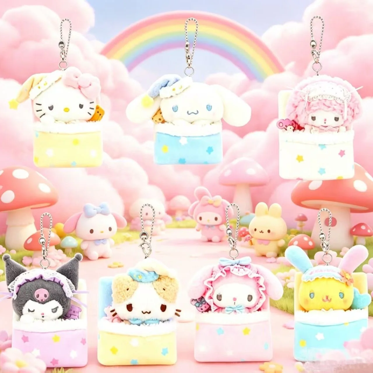 Replica Edition Usahana Piano Good Night Sleep Series Detachable Sleeping Bag Keychain Diy Plush Toys Girl Handbag Decoration