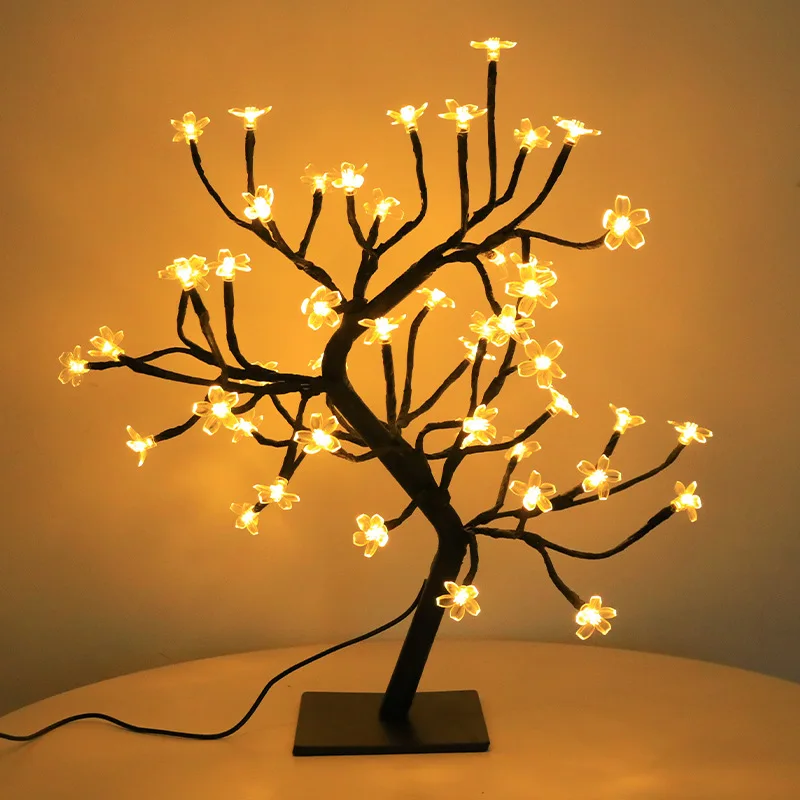Cherry Blossom Night Light, Realistic LED Tree Lamp for Bedroom, USB Powered Mood Decor, Desktop Atmosphere Lighting