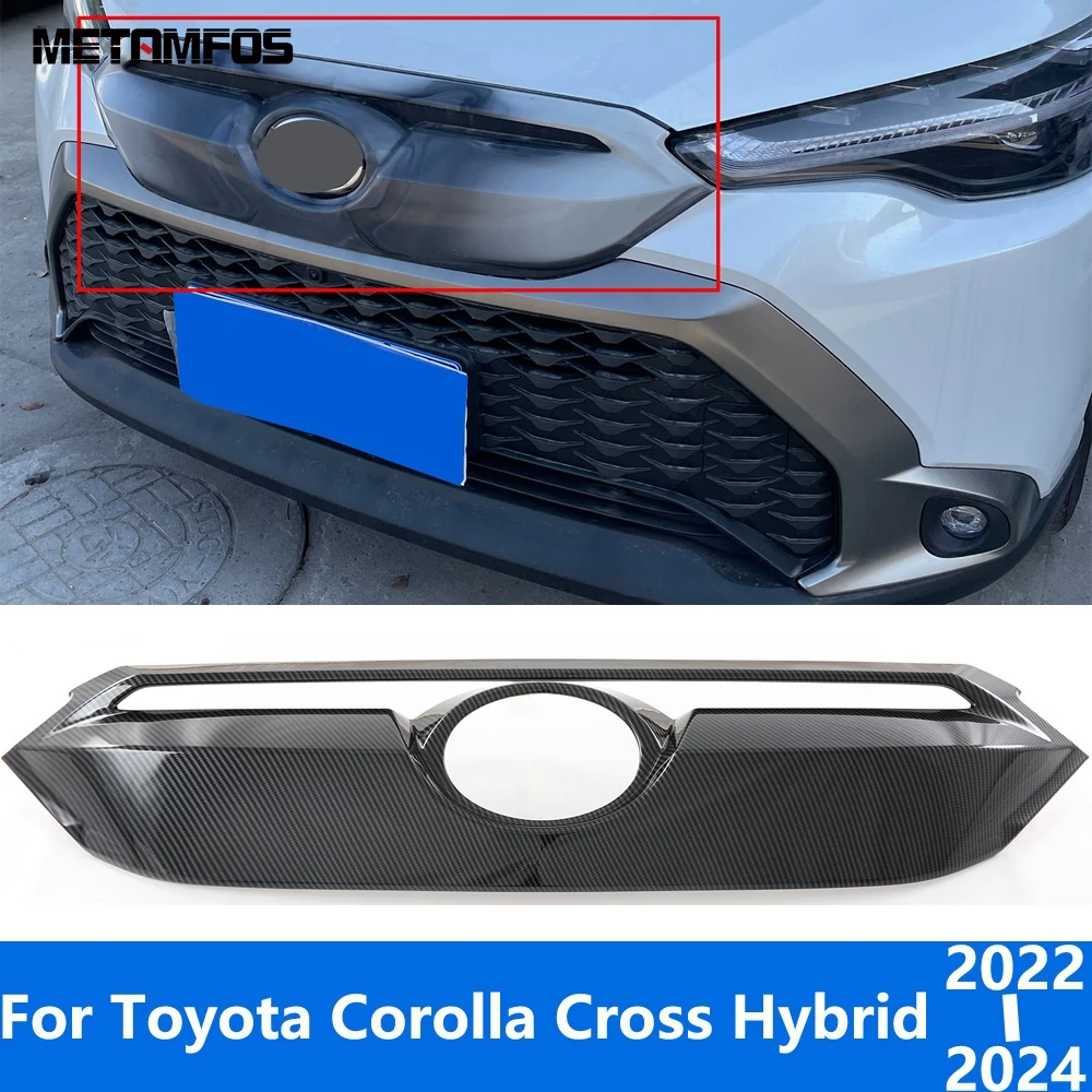 

Передняя решетка двигателя из углеродного волокна для Toyota Corolla Cross Hybrid 2022 2023 2024, верхняя решетка гоночного гриля, отделка, аксессуары, Стайлинг автомобиля