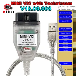 Câble de Diagnostic pour Toyota, MINI VCI MINIVCI J2534 Tis Techstream logiciel V18.00.008, OBD2, avec lien de logiciel jusqu'en 2022