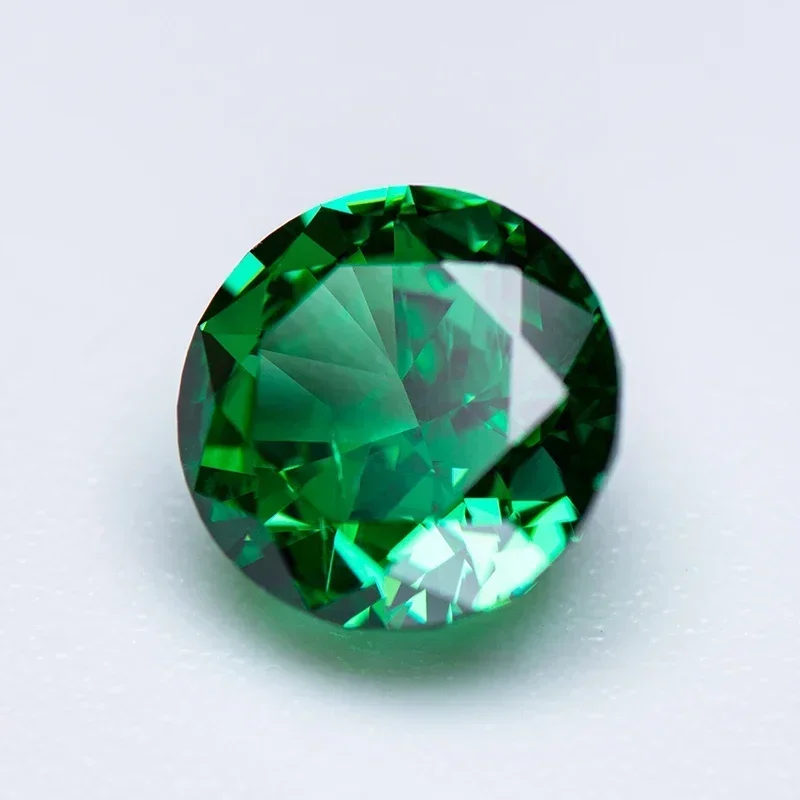 Cubic Zirconia Crushed Ice Cut Round Shape Dark Green Color Charms for Jewelry Making Earrings Pendant Materials No Certificate