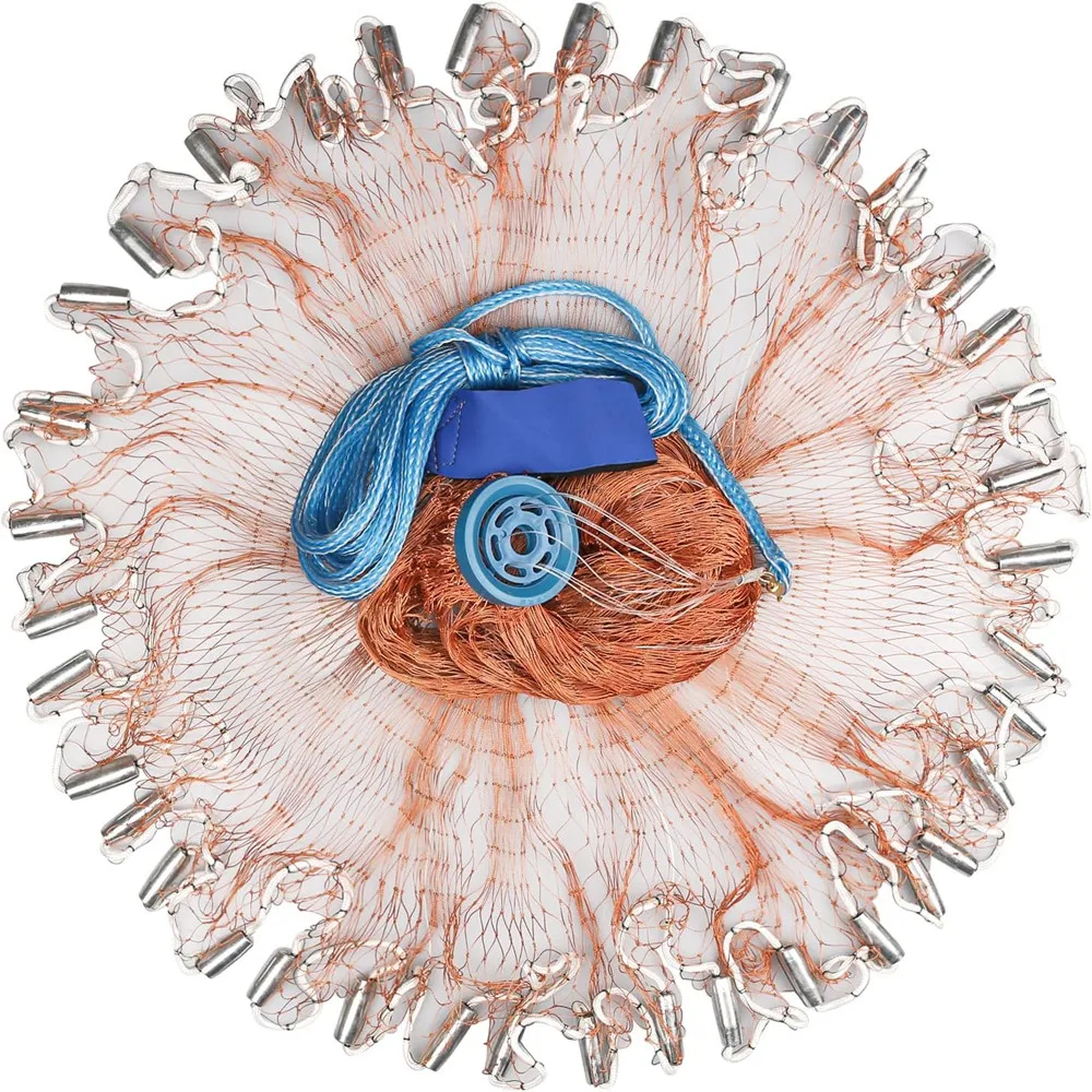 

Рыболовная кастинговая сеть, тяжелая сеть из настоящего цинка, радиус действия 4/6/8 футов, для пресной и соленой воды, ловля приманки